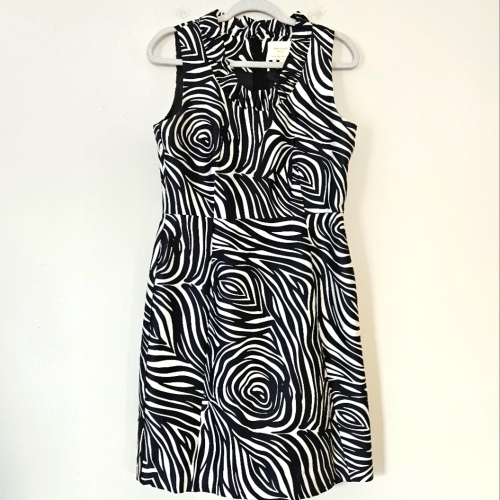 kate spade Black & White Sleeveless V-Neck Midi Dress
